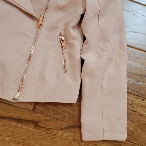 H&M pink faux suede moto jacket - Picture 2 of 6